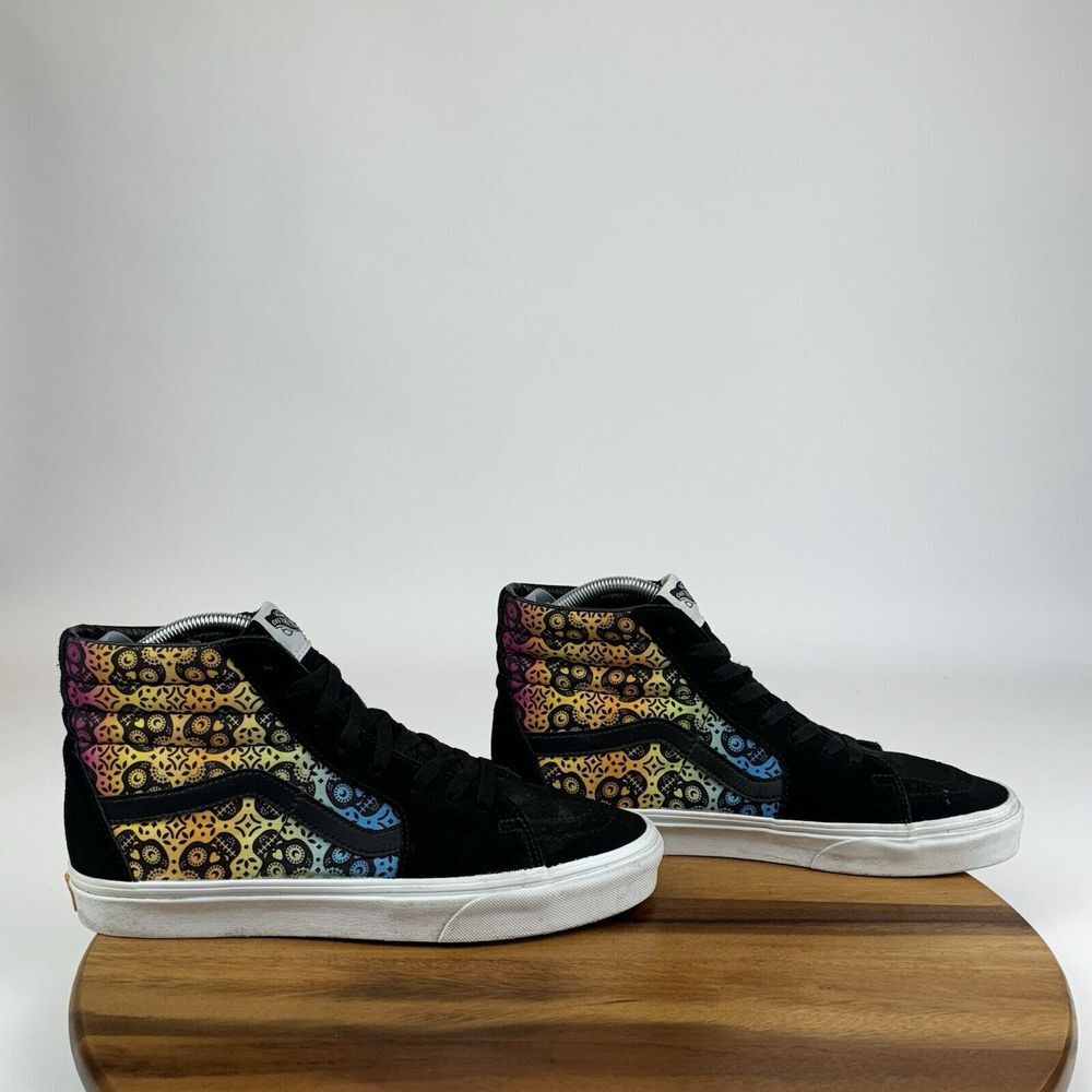 Mens Vans Sk8-Hi Dia De Los Muertos‎ Black Suede Casual Sneakers Shoes Size 10 D
